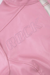 Pink Biker Style Bomber Coat