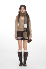 Vintage V-Neck Cropped Knit Top