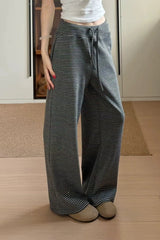 Thin Stripe High Waist Loose Straight Slouchy Pants