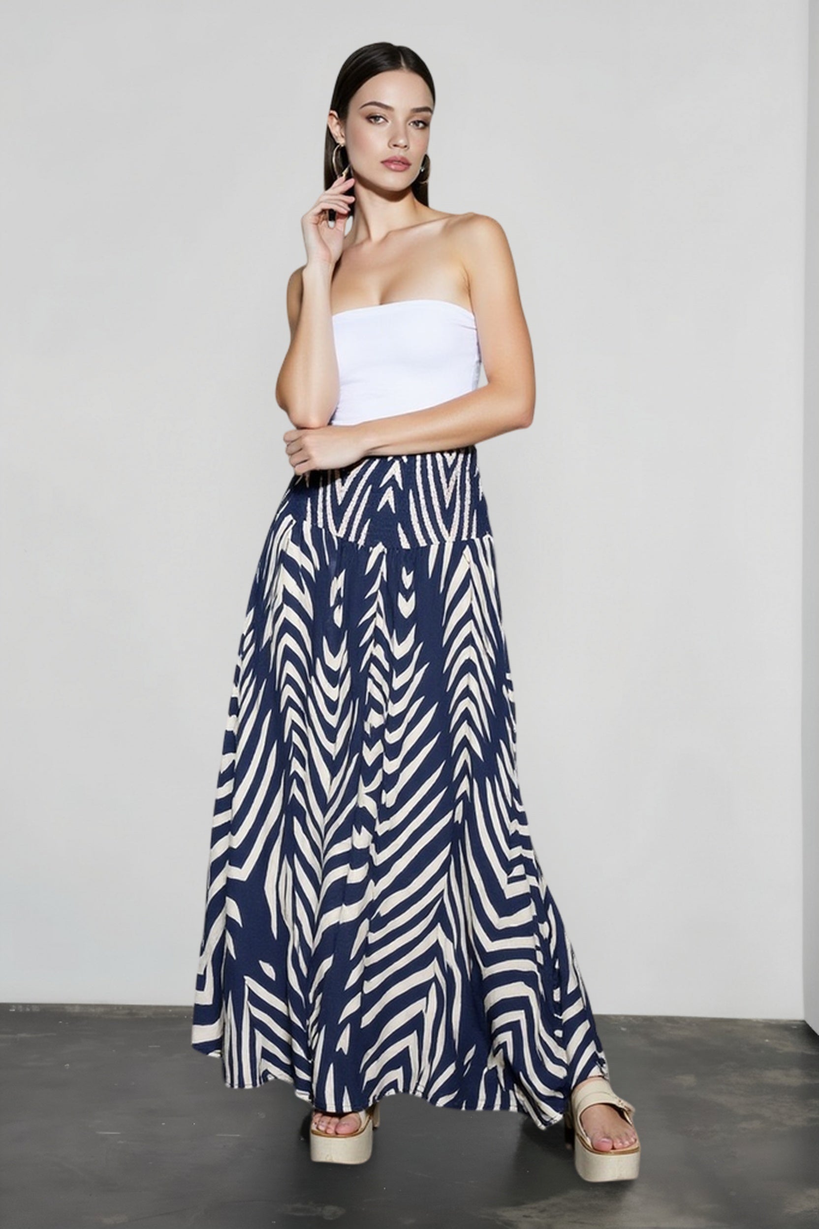 Leaf Print Flowy Casual Vacation Skirt Main image