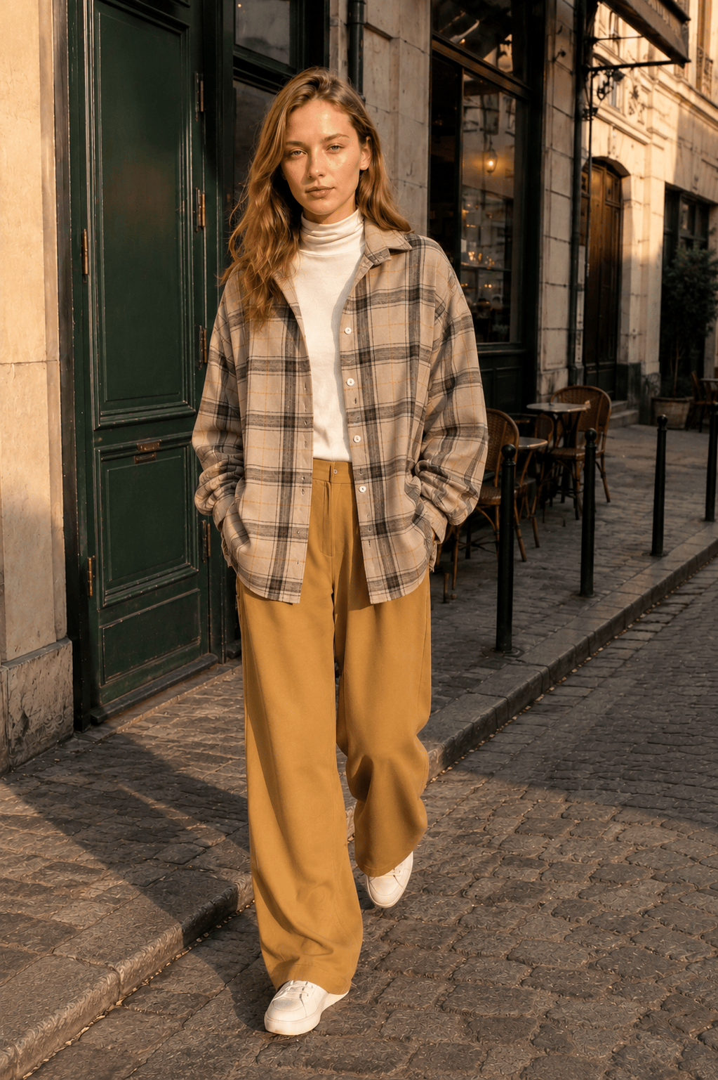 Checkered Print Button Blouse Secondary image