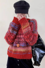 Gradient Color Long Sleeve Knit Sweater