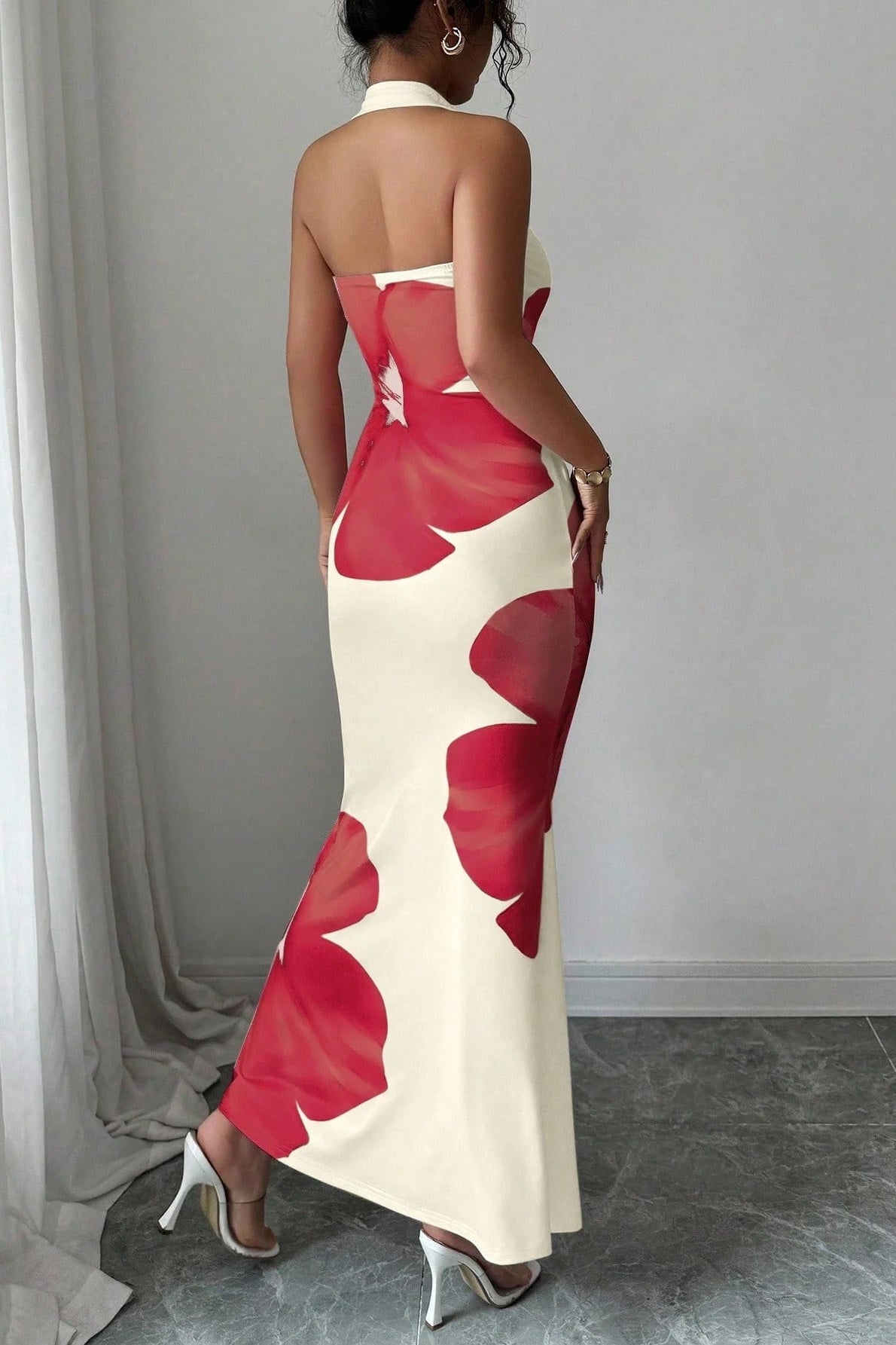 Printed Halter Bodycon Vacation Dress