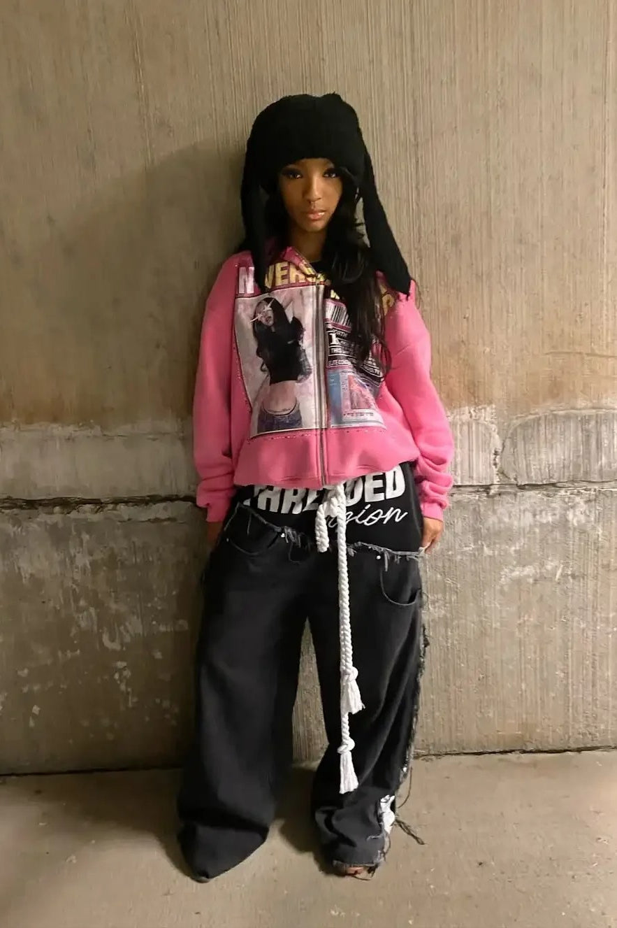 Graphic Zip-Up Street Hoodie Main image