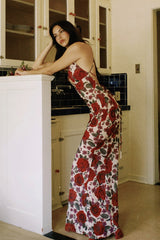 Floral Print Backless Maxi Dress