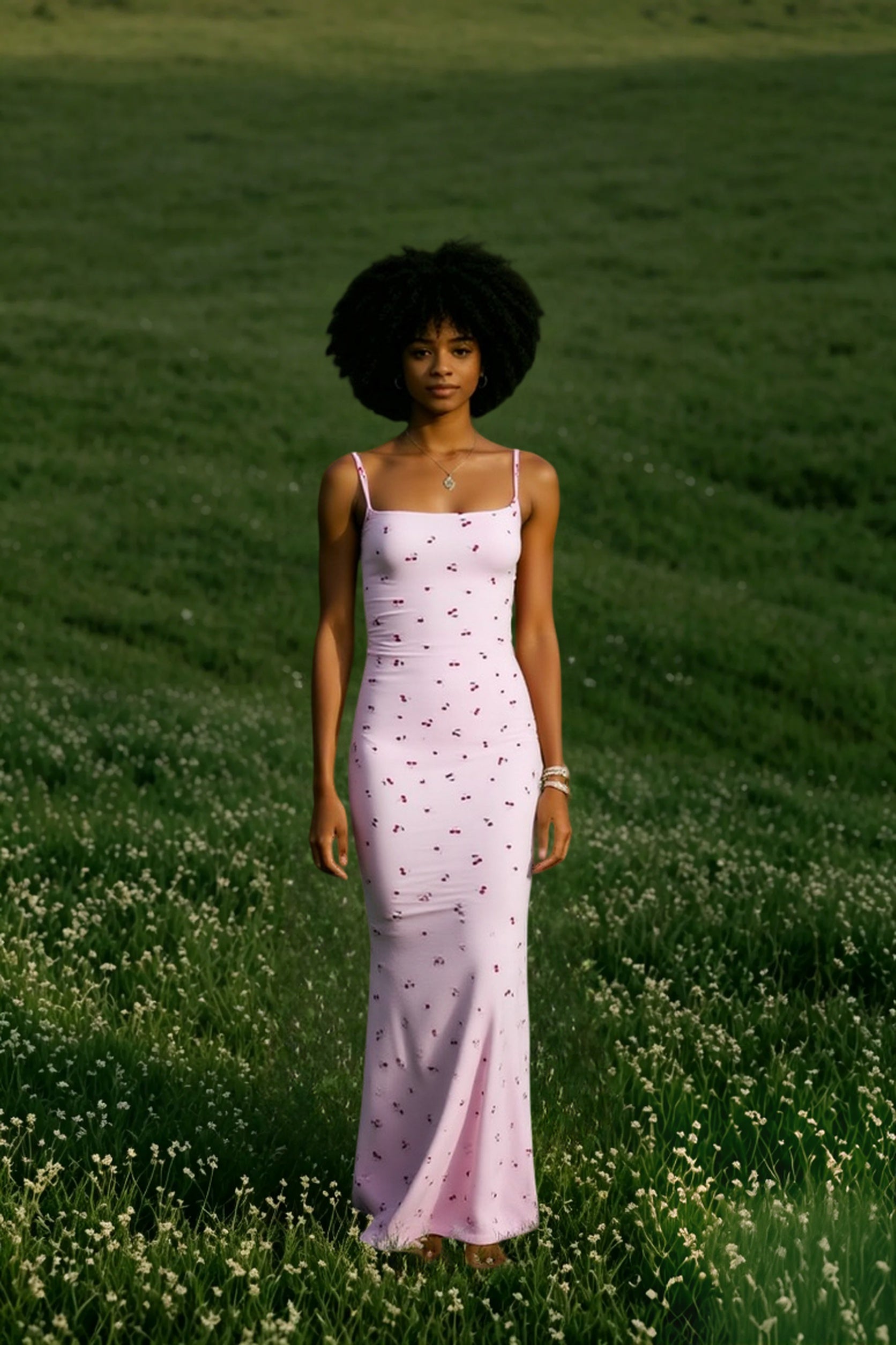 Ribbed Cherry Bodycon Maxi Floral Dress Secondary image