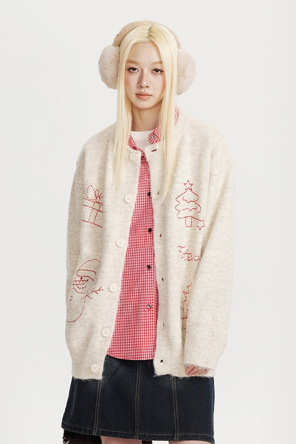 Embroidered Oversized Wool Cardigan Main image