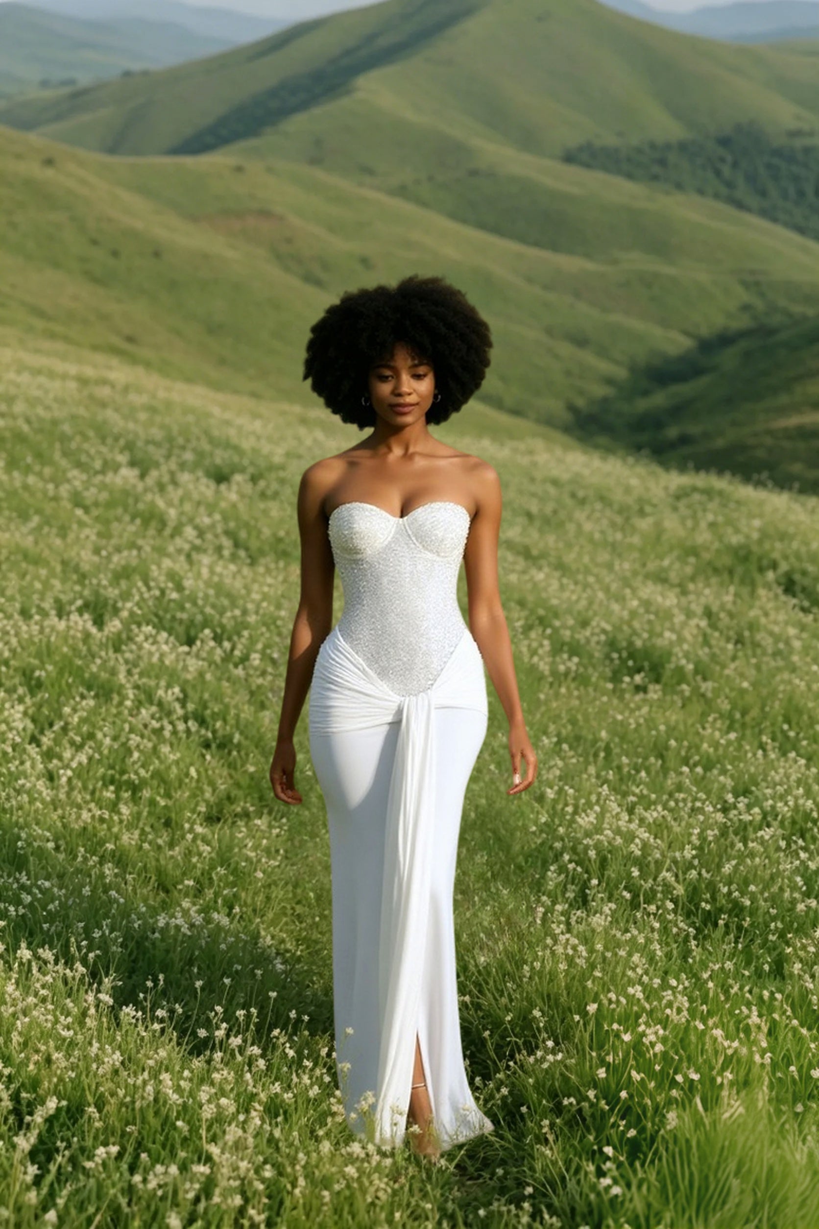 Strapless Rhinestone High Waist Bodycon Dress Secondary image
