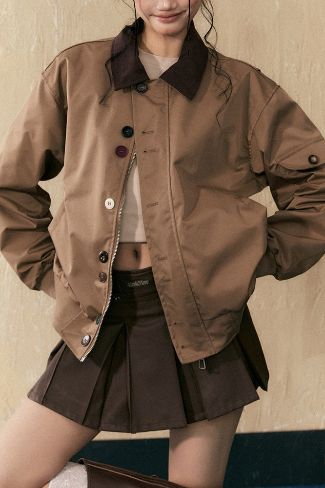 Mocha Brown Contrast Collar Jacket Secondary image
