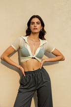 Transparent Mesh Short Sleeve Sheer Top