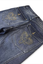 Vintage Embroidered Distressed Loose Straight Leg Jeans