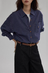 Plaid Relaxed Fit Versatile Premium Elegance Blouse