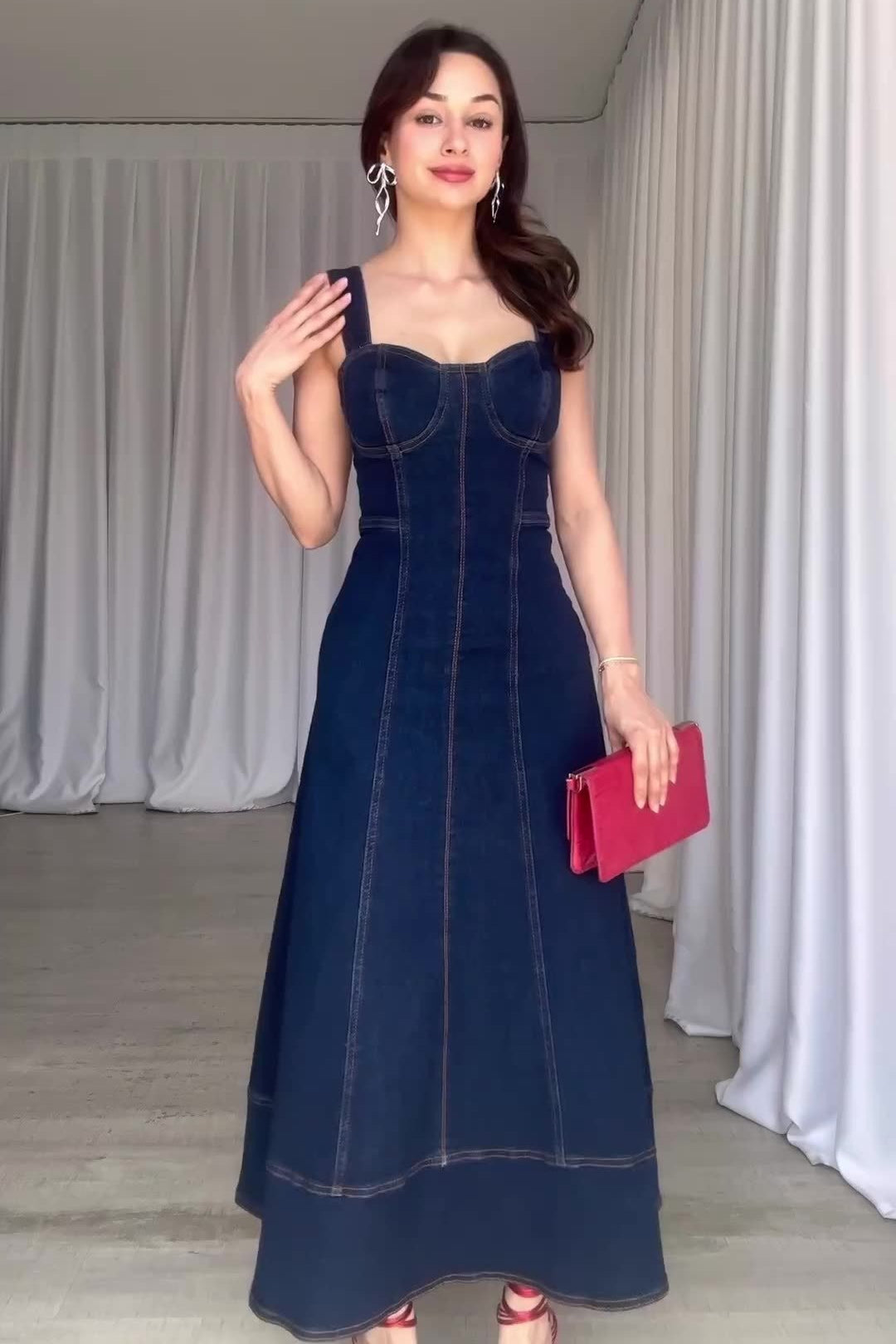 Casual Slim Fit Long Denim Dress Main image