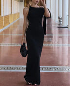 Patchwork O Neck Sleeveless Maxi Dress
