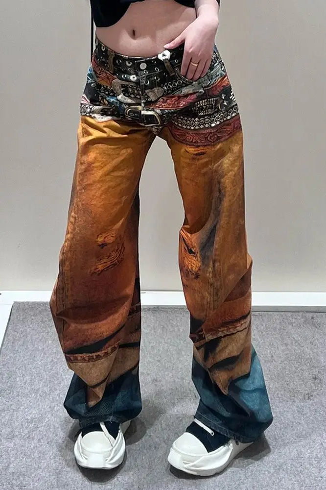 Street Style Abstract Gradient Jeans Secondary image