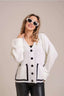 Pocket Color Block V Neck Cardigan