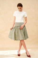 Plaid Tiered Ruffle A-line Skirt
