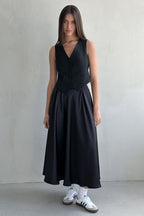 Satin High Waist Circle Maxi Skirt
