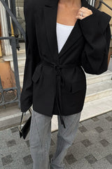 Elegant Draped Tie Front Blazer