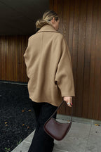 Brown Oversized Batwing Sleeve Button Front Coat