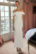 Ruffle Trim Bardot Party Dress