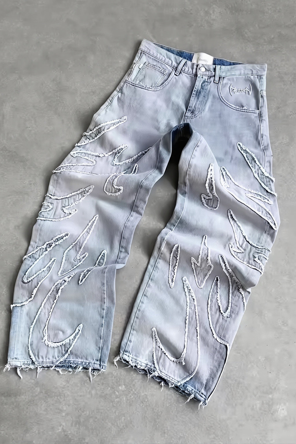 Bat Embroidered Loose Fit Streetwear Jeans
