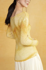 Soft Deconstructed Print Knit Top