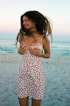 Strapless Floral Ruched Mini Dress