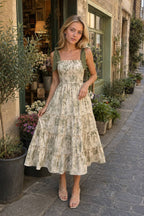 Ruffled Wide-Strap Midi Dress