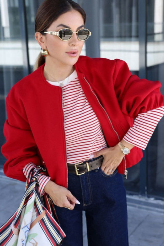 Cropped Sports Bomber Jacket Main image