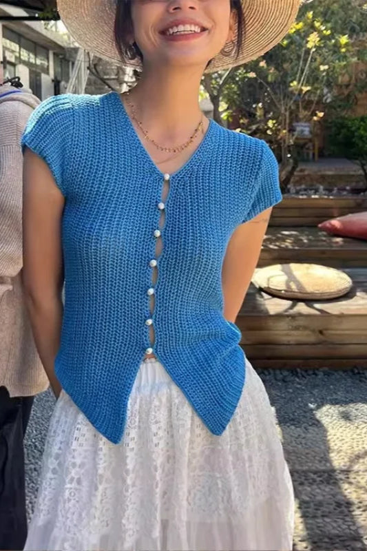 Knitted V-Neck Cropped Cardigan Main image