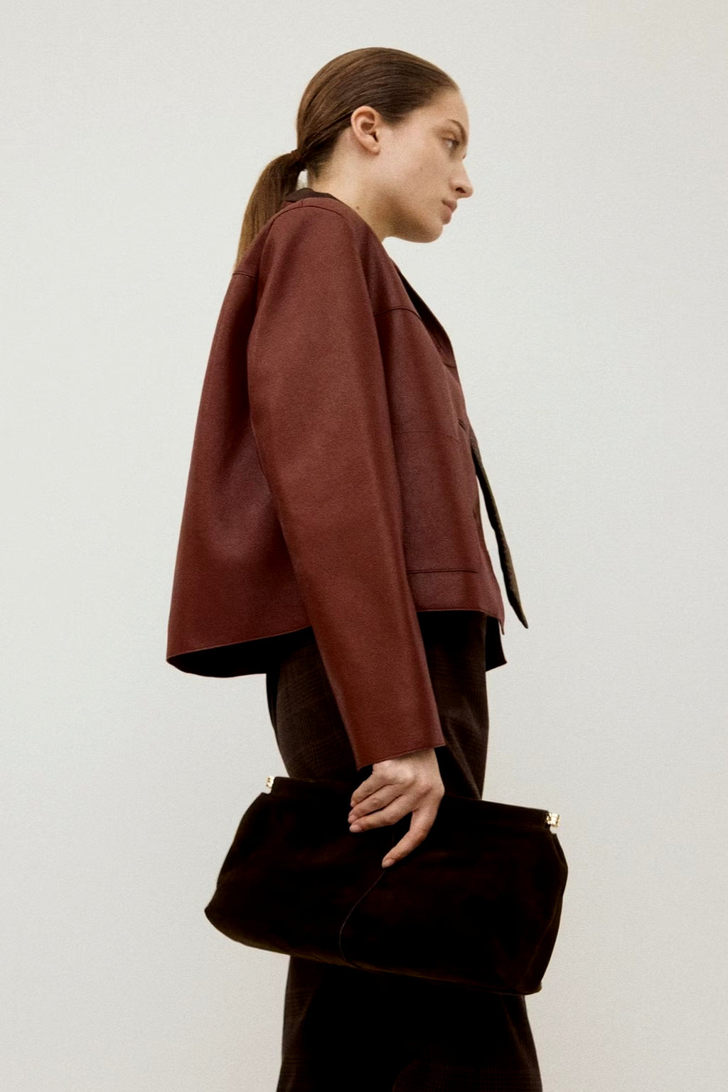 Faux Leather Button Front Blazer Jacket