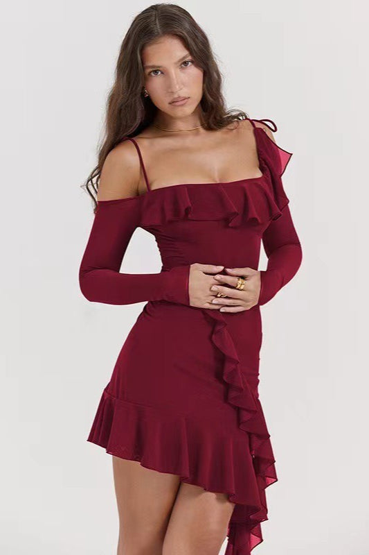 Asymmetric Off Shoulder Slip Dress Secondary image