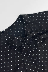Polka Dot Tie Neck Flare Sleeve Blouse