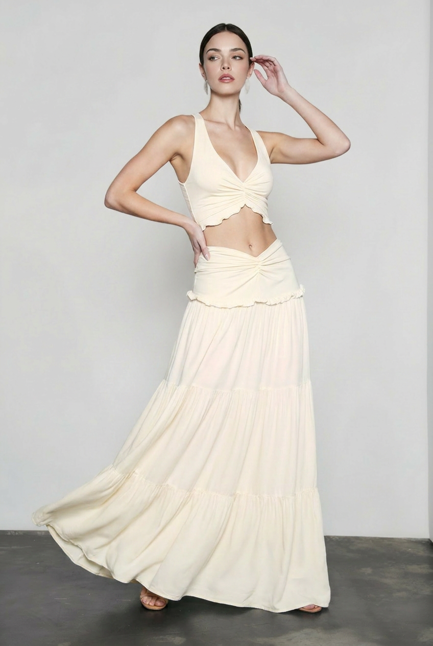 Hollow Out Patchwork Maxi Knit Set Secondary image