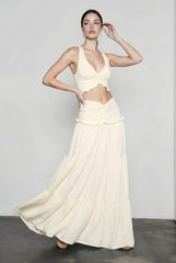 Hollow Out Patchwork Maxi Knit Set