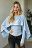 Layered Cape Overlay Ruched Long Sleeve T-shirts