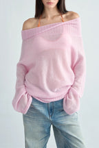 Sheer One Shoulder Wool Knit Top