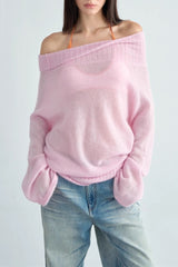 Sheer One Shoulder Wool Knit Top