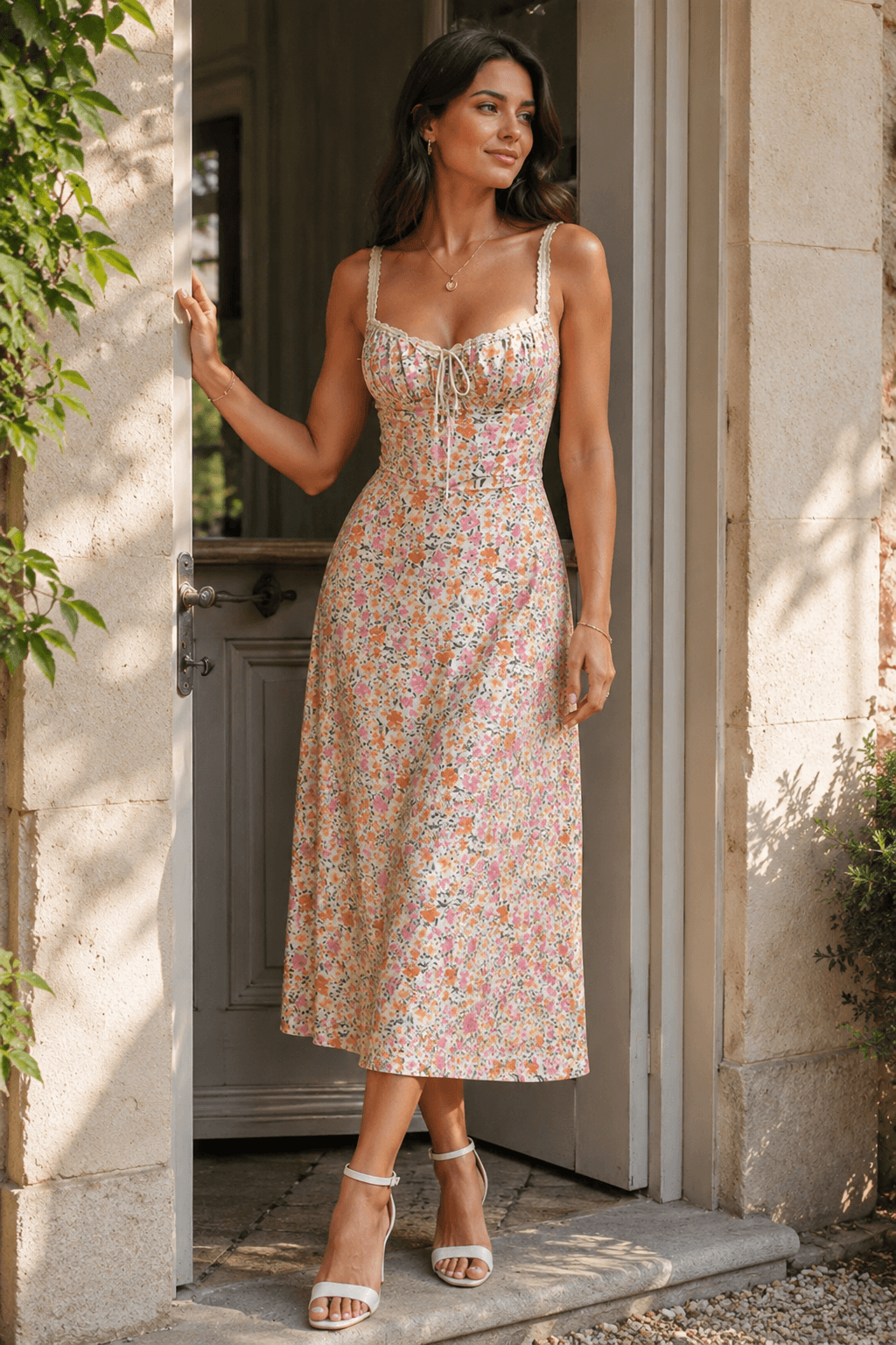 Spaghetti Strap Lace Floral Dress Main image