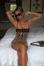 Leopard Lace Cami Sequin Panel Bodycon Lace Dress