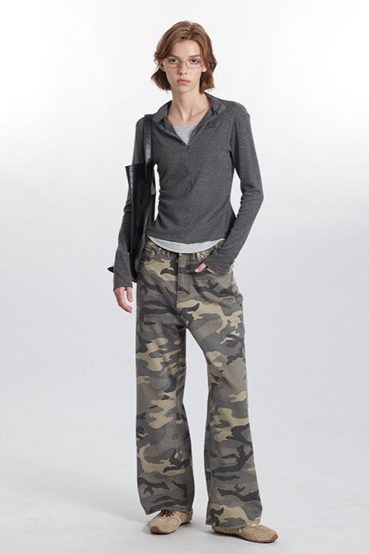 Layered Collar Slim Knit Top Secondary image