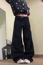 Star Letter Print Wide Leg Jeans