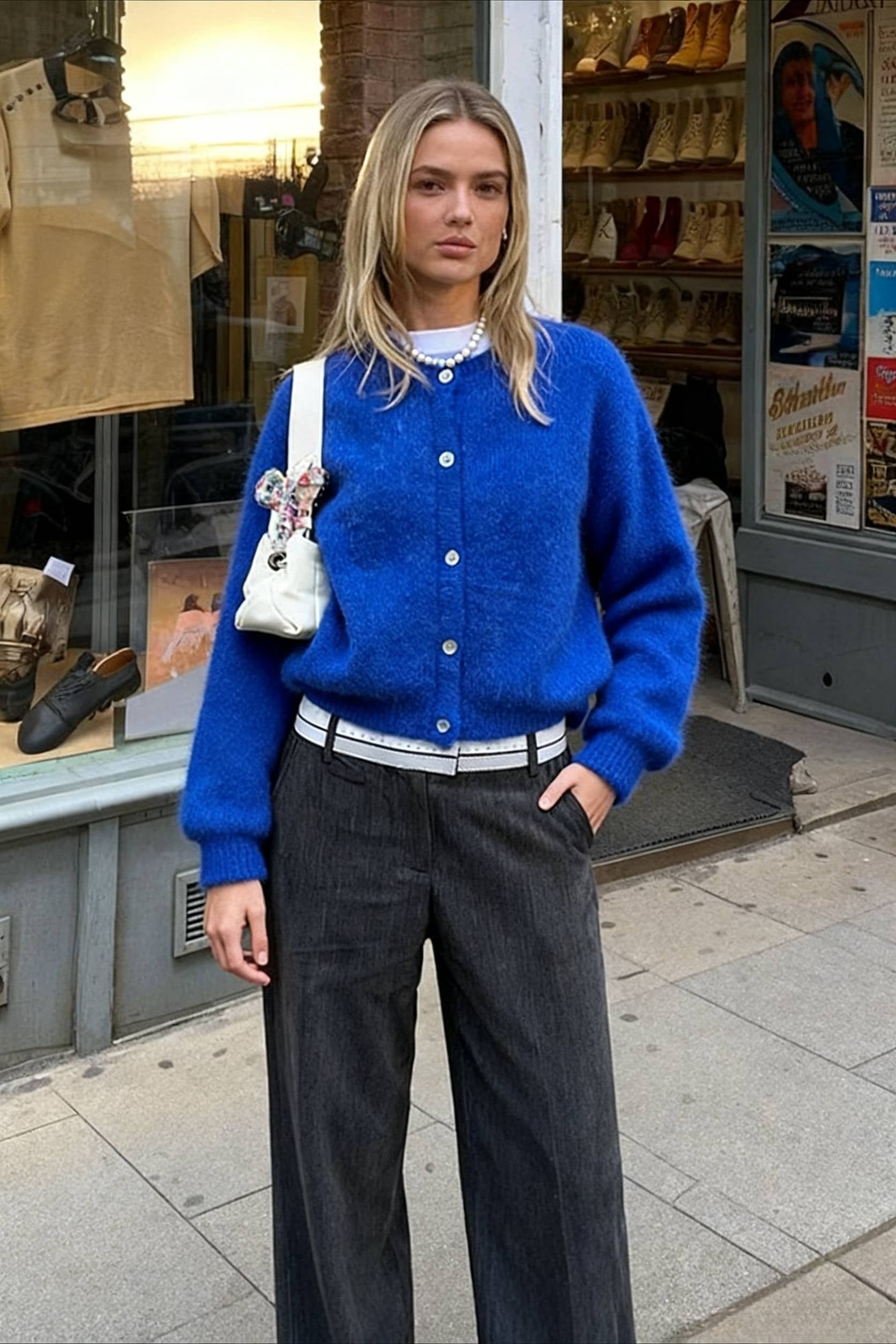 Cropped Knit Button Cardigan Main image