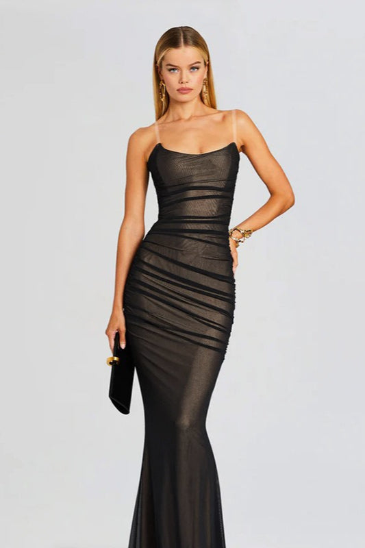 Mesh Ruched Strapless Slip Dress Main image