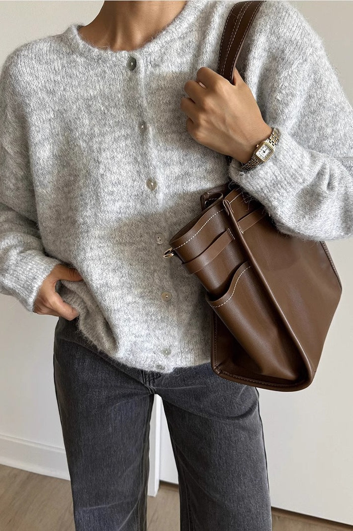 Soft Wool Shell Button Cardigan Secondary image