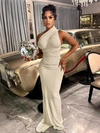 Sleeveless Solid Bodycon Maxi Party Dress