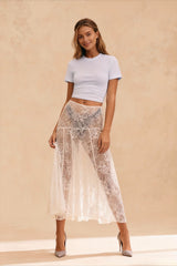 Sheer Floral Lace Maxi Skirt