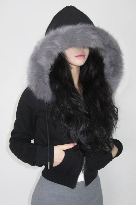 Plush Lined Cropped Zip Jacket Main image