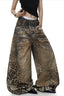 Leopard 3D Print Barrel Leg Jeans